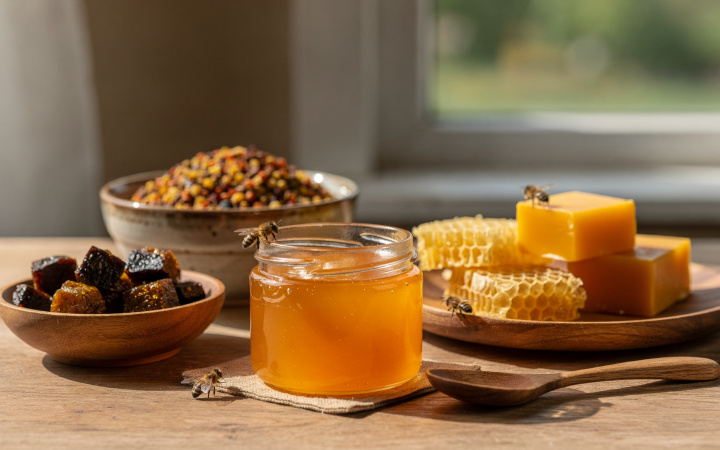 Основные продукты улья: прополис, перга, воск, маточное молочко